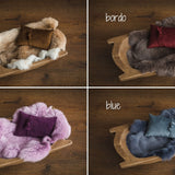 Newborn Velvet Pillow and Fur Set, Velvet Newborn Headband Girl, Newborn Rabbit Fur, Newborn Photography Props Set, Newborn Posing Pillow