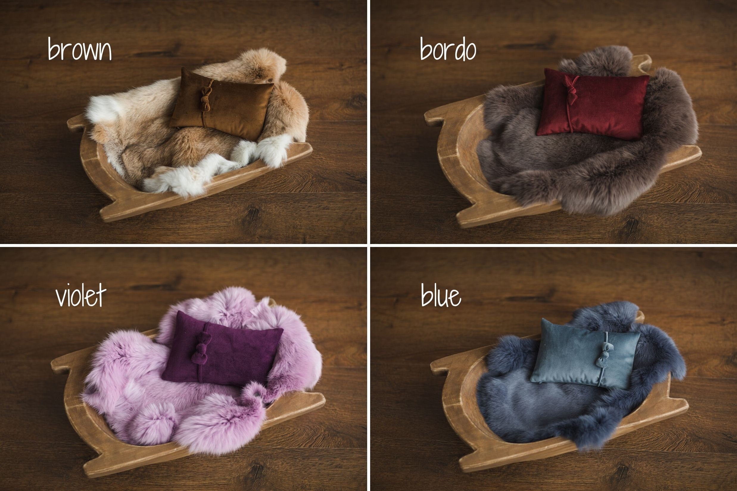 Newborn Velvet Pillow and Fur Set, Velvet Newborn Headband Girl, Newborn Rabbit Fur, Newborn Photography Props Set, Newborn Posing Pillow