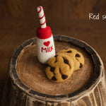 Newborn Felt Milk and Cookies Photo Props, Xmas Felted Milk with Sweeties, Newborn Felted Toys, Newborn Photography Props,Cookies Milk Props