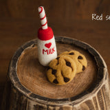 Newborn Felt Milk and Cookies Photo Props, Xmas Felted Milk with Sweeties, Newborn Felted Toys, Newborn Photography Props,Cookies Milk Props