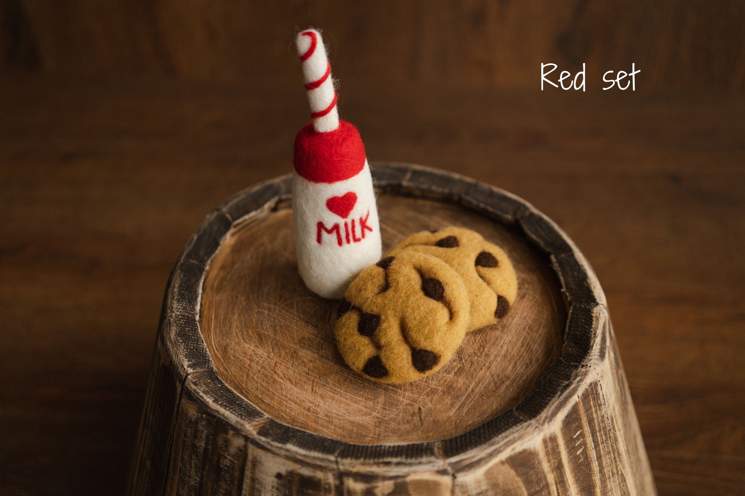 Newborn Felt Milk and Cookies Photo Props, Xmas Felted Milk with Sweeties, Newborn Felted Toys, Newborn Photography Props,Cookies Milk Props