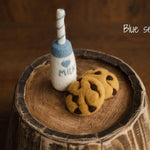 Newborn Felt Milk and Cookies Photo Props, Xmas Felted Milk with Sweeties, Newborn Felted Toys, Newborn Photography Props,Cookies Milk Props