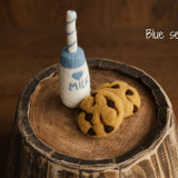 Newborn Felt Milk and Cookies Photo Props, Xmas Felted Milk with Sweeties, Newborn Felted Toys, Newborn Photography Props,Cookies Milk Props