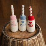 Newborn Felt Milk and Cookies Photo Props, Xmas Felted Milk with Sweeties, Newborn Felted Toys, Newborn Photography Props,Cookies Milk Props