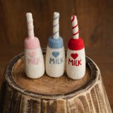Newborn Felt Milk and Cookies Photo Props, Xmas Felted Milk with Sweeties, Newborn Felted Toys, Newborn Photography Props,Cookies Milk Props
