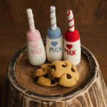Newborn Felt Milk and Cookies Photo Props, Xmas Felted Milk with Sweeties, Newborn Felted Toys, Newborn Photography Props,Cookies Milk Props