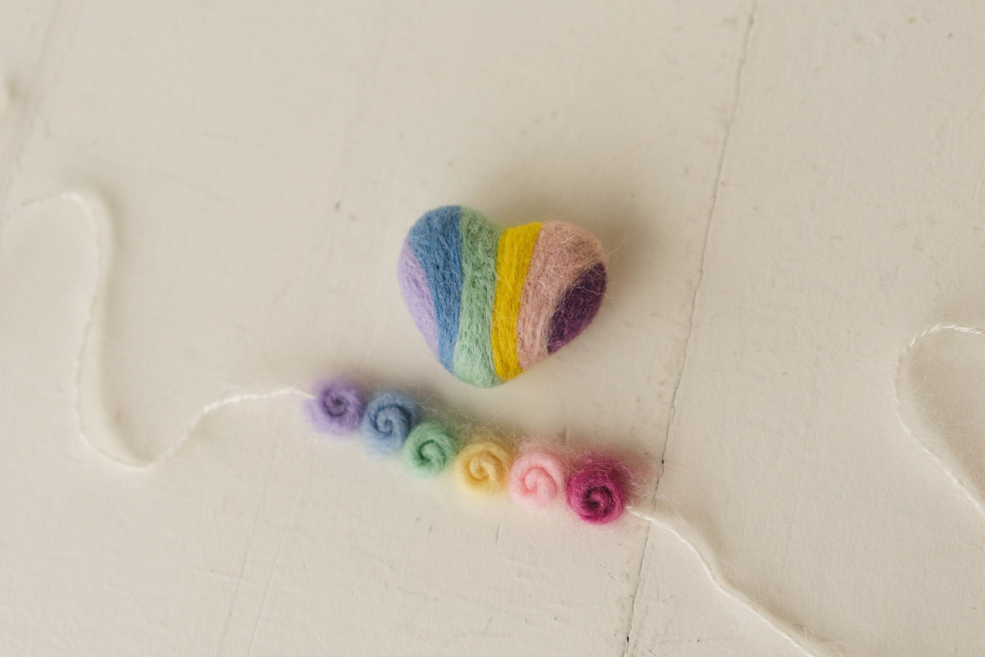 Rainbow Felted Heart Toy, Rainbow Felted Wool Headband, Newborn photography prop, Newborn Rainbow photo props, Newborn Rainbow Heart Props