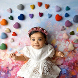 Newborn Rainbow Felted Heart Set, Newborn photography props, Newborn Rainbow photo props,Newborn felted prop,Baby Rainbow Felted Wool Hearts