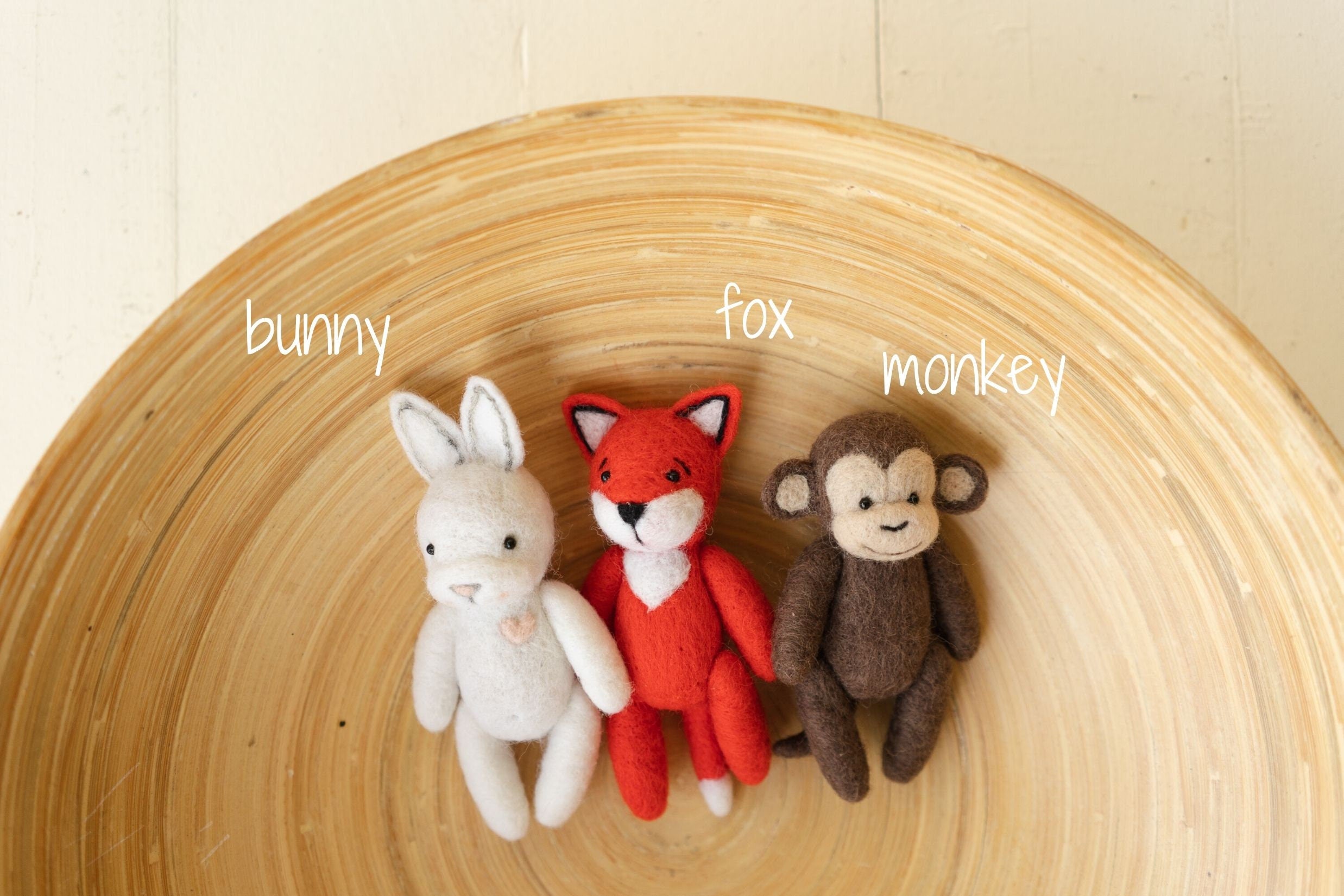 Newborn Photography Felt Toy, Felted Animals Photo Props, Felt Stuffed Teddy Bear Newborn Photo Props, Felt Bunny Newborn photography props