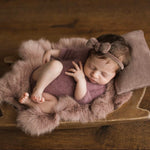 Newborn Velvet Pillow and Fur Set, Velvet Newborn Headband Girl, Newborn Rabbit Fur, Newborn Photography Props Set, Newborn Posing Pillow