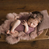 Newborn Velvet Pillow and Fur Set, Velvet Newborn Headband Girl, Newborn Rabbit Fur, Newborn Photography Props Set, Newborn Posing Pillow