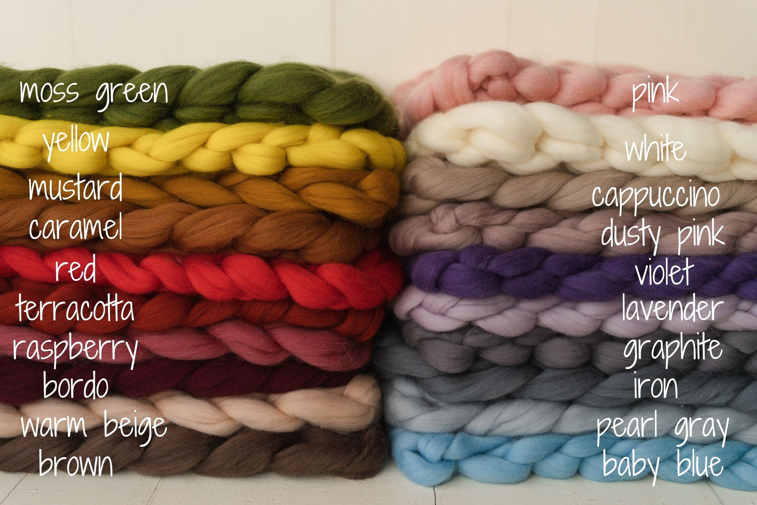 Newborn Merino Wool Nest Blanket,Round Chunky Knit Blanket,Baby Photography Basket Filler Nest Wool Roving,White Knit Blanket,Newborn braid