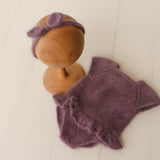 Newborn Knitted Romper for Girl, Newborn Headband, Newborn Romper Girl,Newborn Girl Outfit,Newborn Photography Props,Newborn Photo Props Set