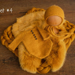 Mustard Newborn Photography Props Set,Newborn Merino Wool Blanket,Newborn Knitted Wrap and Bonnet set,Newborn Posing Pillow,Newborn Outfit