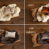 Newborn Velvet Pillow and Fur Set, Velvet Newborn Headband Girl, Newborn Rabbit Fur, Newborn Photography Props Set, Newborn Posing Pillow