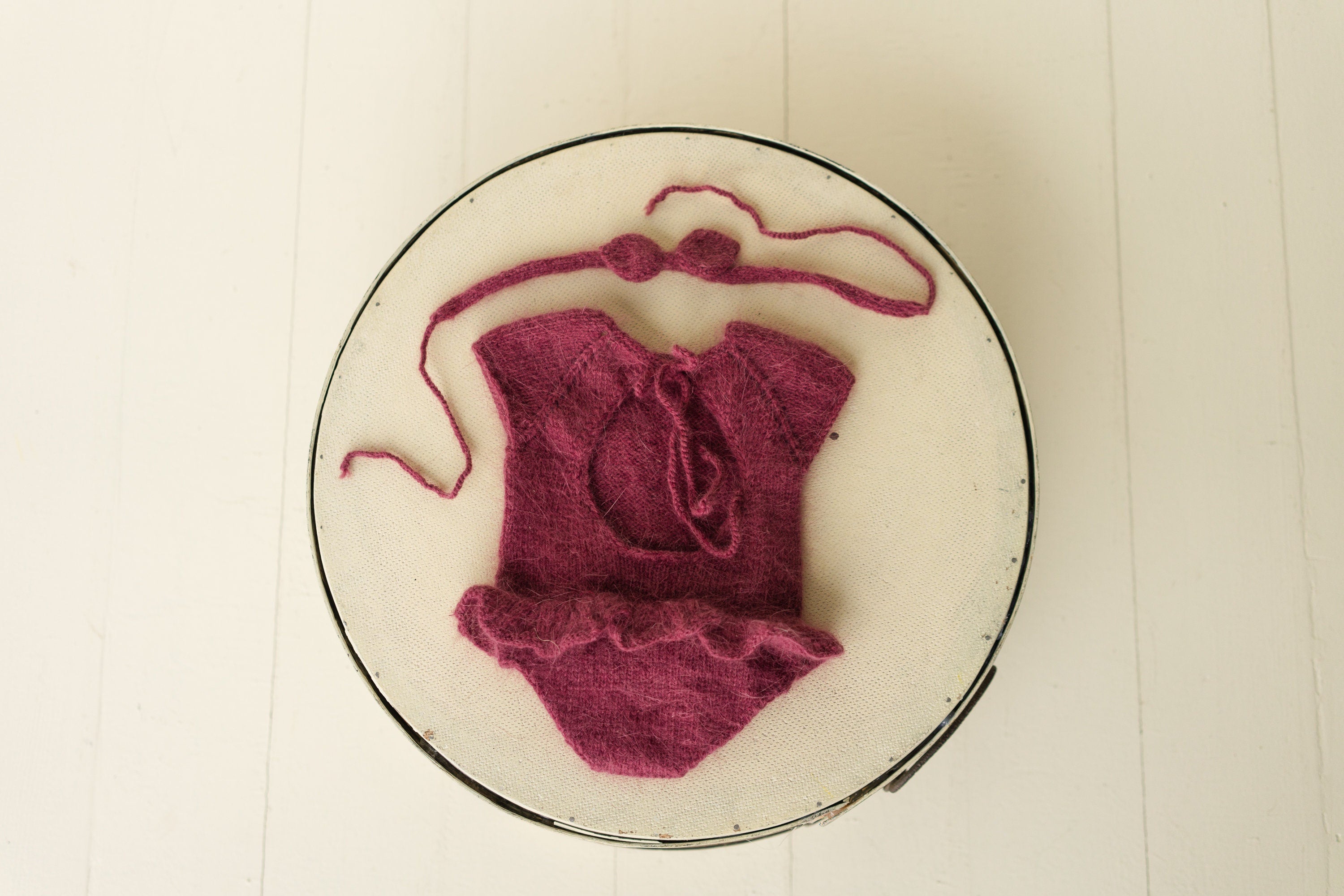 Newborn Knitted Romper for Girl, Newborn Headband, Newborn Romper Girl,Newborn Girl Outfit,Newborn Photography Props,Newborn Photo Props Set