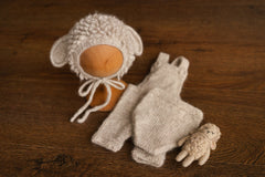 Newborn Sheep Outfit,Newborn Knitted outfit,Newborn Photography prop,Newborn Felt Sheep Toy,First Birthday Outfit,Newborn Coming Home Outfit