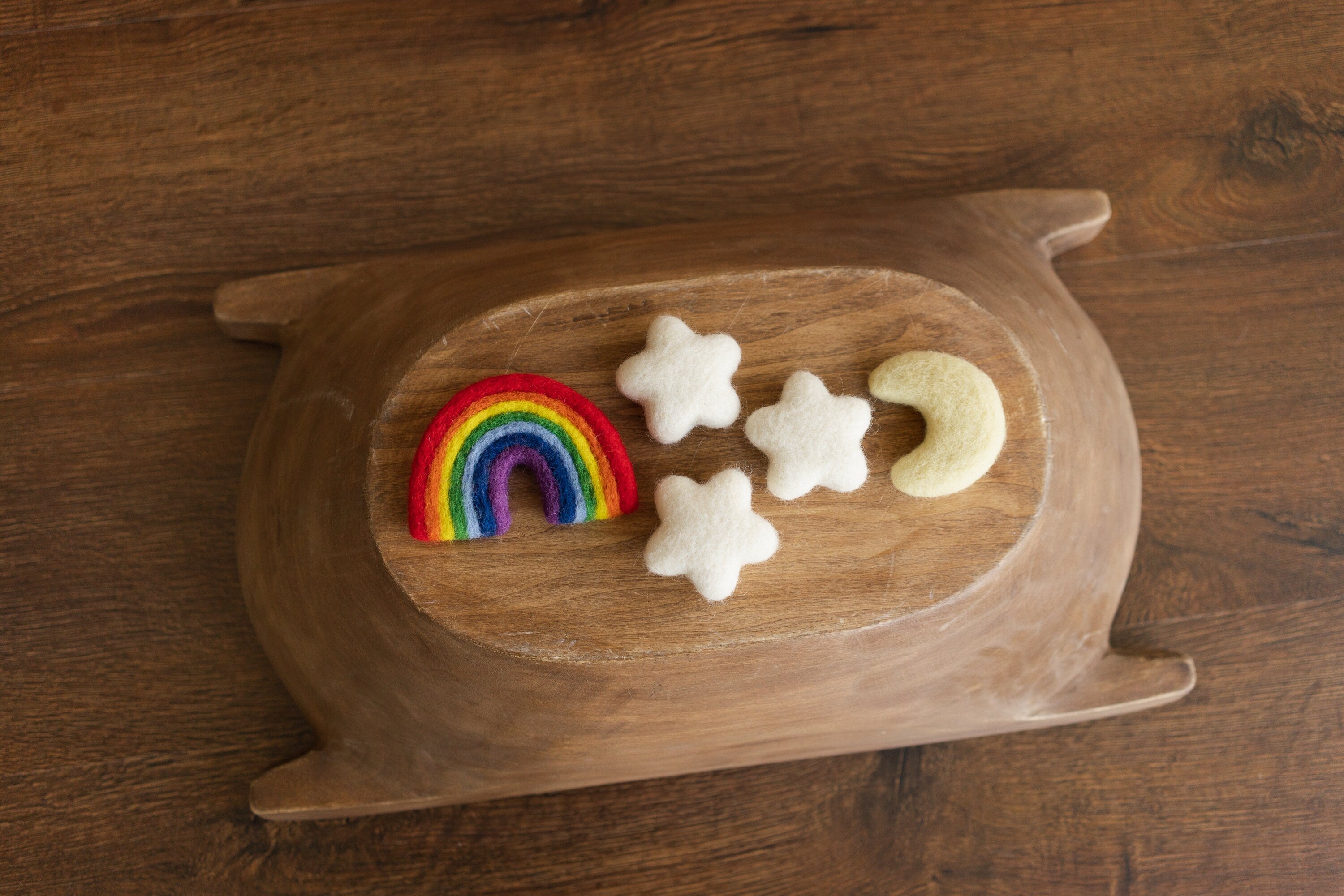 Newborn Rainbow Felted Wool Prop,Newborn Felted Rainbow Prop,Felted Star Newborn Photography Props,Newborn Star Props,Newborn Moon Stars Set