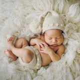 Newborn Knit Sleep Hat with Pants, Newborn Knitted Outfit, Newborn photography props, Coming Home Outfit Baby, Unisex Baby Knitted Outfit