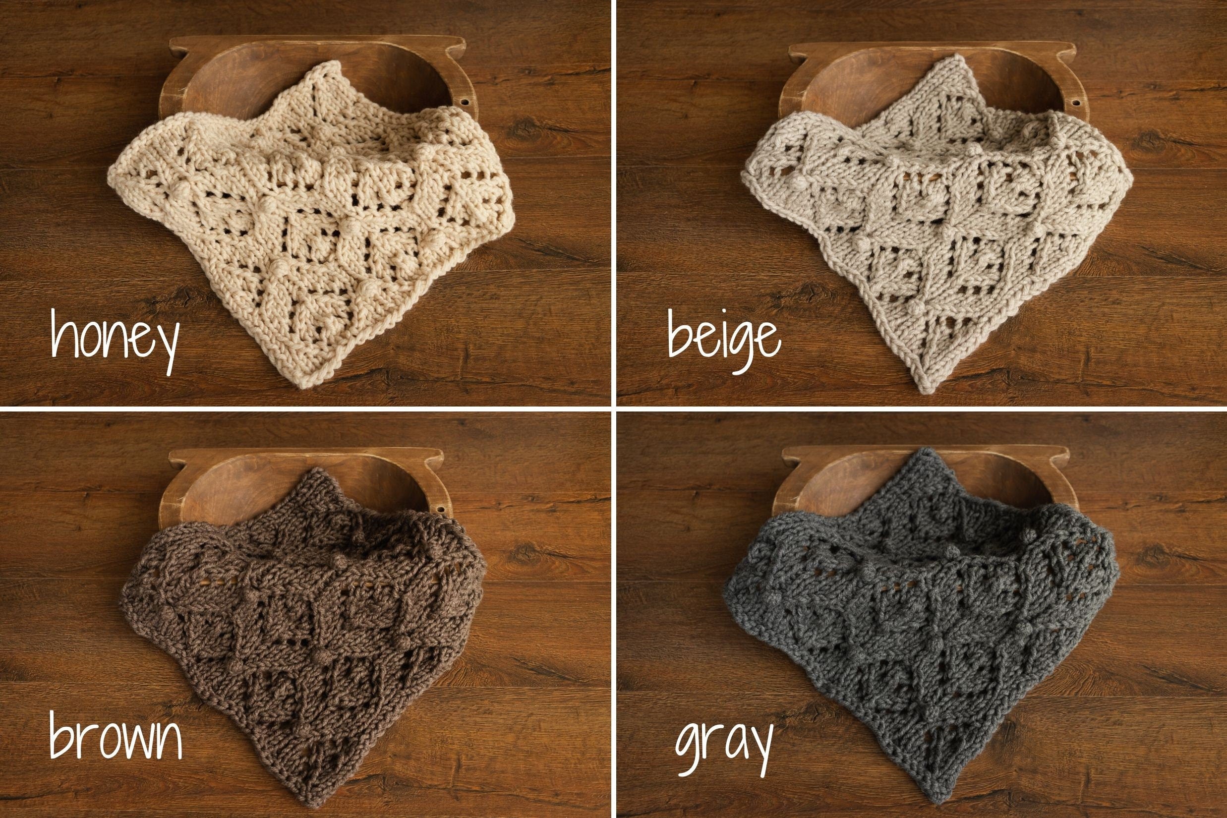 Soft hand-knitted newborn layer with tiny pom-poms — delicate wool prop ideal for baskets, wraps, or layered newborn photography setups.