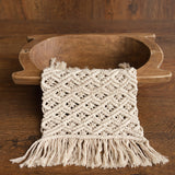 Boho macrame newborn props — matching pillow and placemat add natural texture, warmth, and timeless charm to newborn photo shoots.
