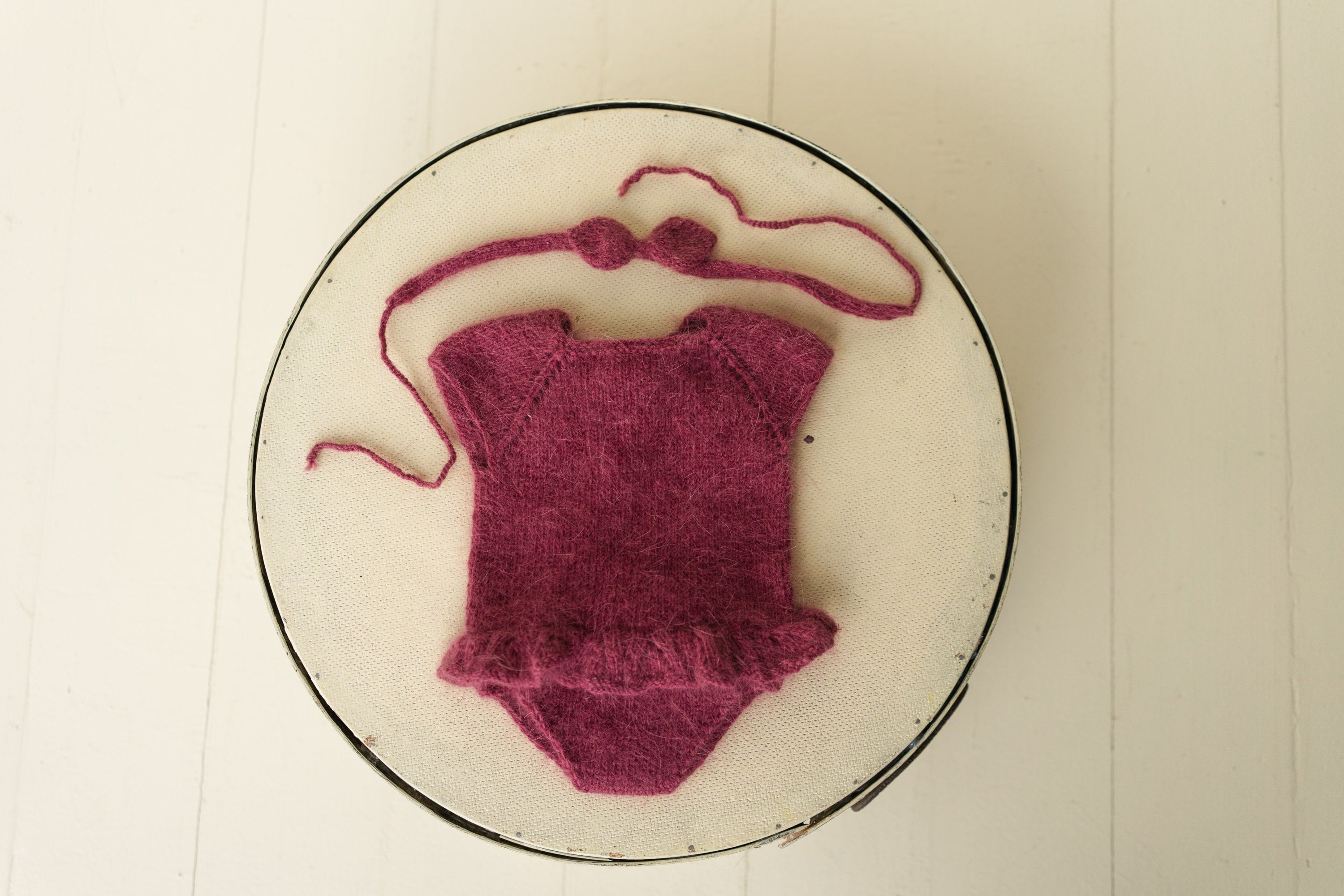 Newborn Knitted Romper for Girl, Newborn Headband, Newborn Romper Girl,Newborn Girl Outfit,Newborn Photography Props,Newborn Photo Props Set