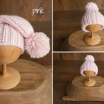 Newborn Pompom Hat, Newborn Photography props, Newborn Knitted Hat, Newborn Knitted Outfit, Baby Pom Pom Hat, Newborn Merino Wool Hat