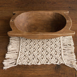 Boho macrame newborn props — matching pillow and placemat add natural texture, warmth, and timeless charm to newborn photo shoots.