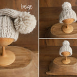 Newborn Pompom Hat, Newborn Photography props, Newborn Knitted Hat, Newborn Knitted Outfit, Baby Pom Pom Hat, Newborn Merino Wool Hat