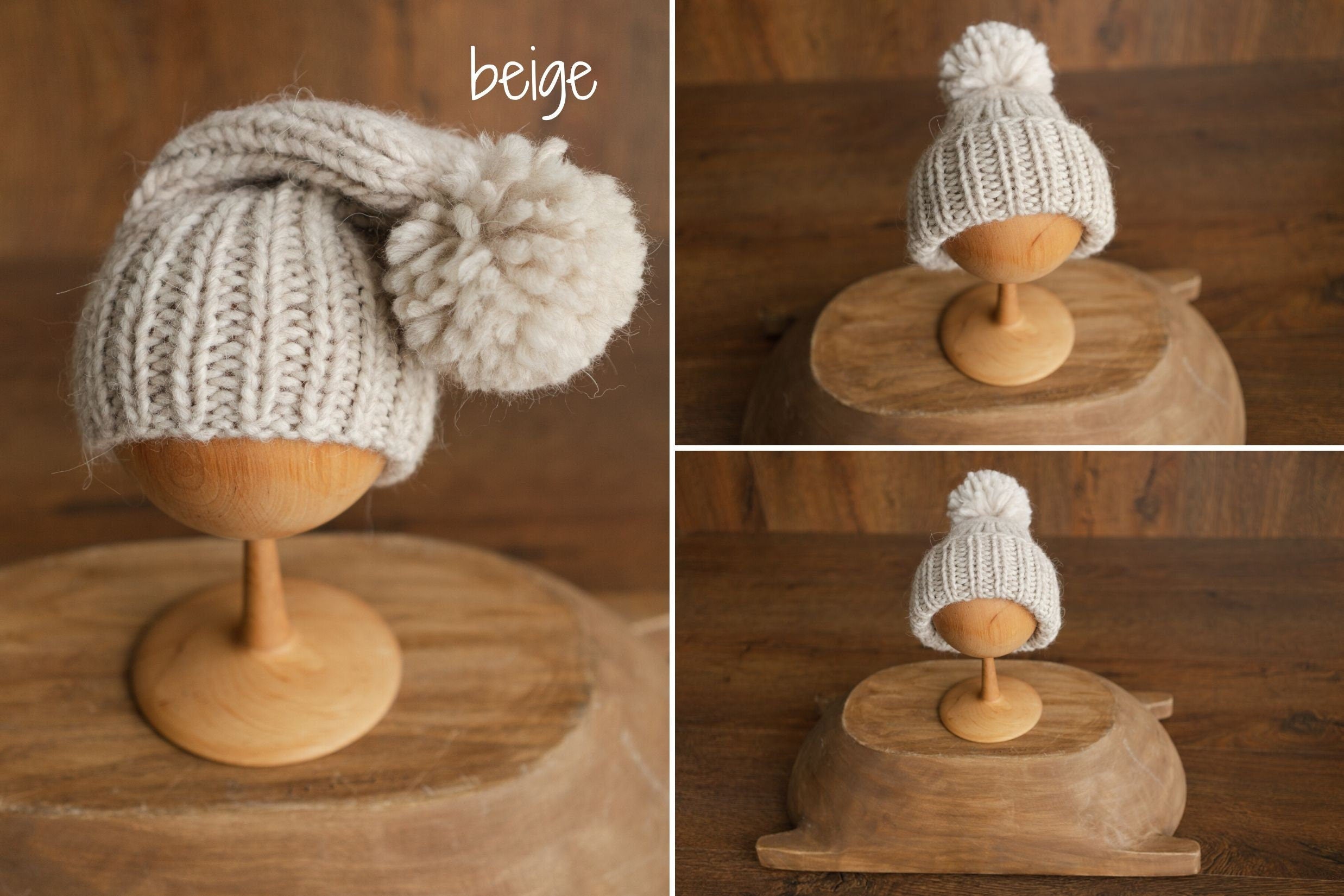 Newborn Pompom Hat, Newborn Photography props, Newborn Knitted Hat, Newborn Knitted Outfit, Baby Pom Pom Hat, Newborn Merino Wool Hat