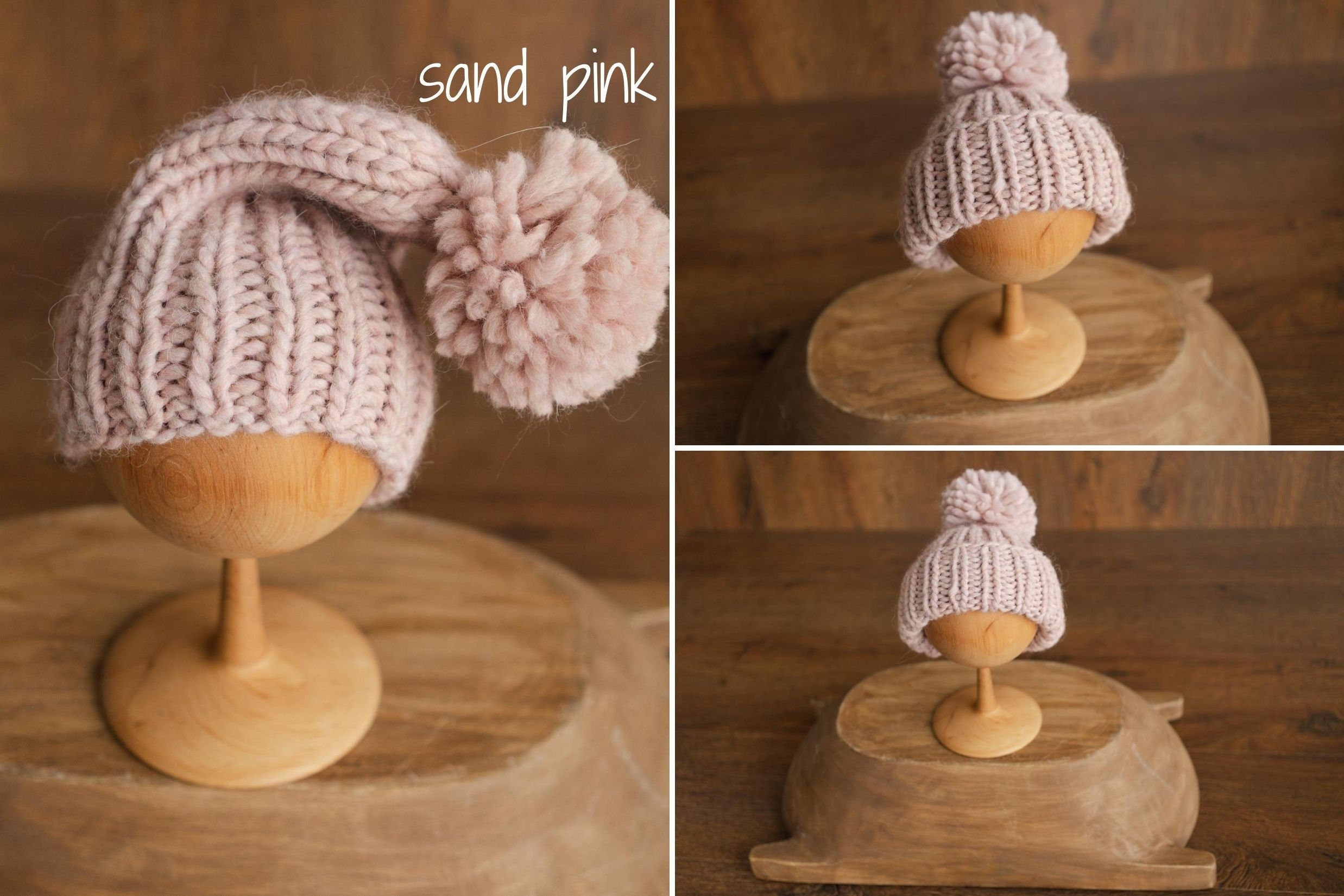 Newborn Pompom Hat, Newborn Photography props, Newborn Knitted Hat, Newborn Knitted Outfit, Baby Pom Pom Hat, Newborn Merino Wool Hat