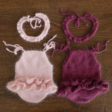 Newborn Girl Knitted Romper and Headband,Newborn Romper Girl,Newborn Girl Outfit,Newborn Photography Props,Newborn Knitted Outfit Baby Girl