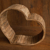 Wooden newborn heart bowl – handmade photography prop with vintage finish