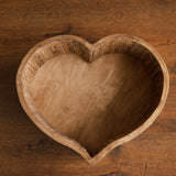 Wooden newborn heart bowl – handmade photography prop with vintage finish