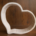 Wooden newborn heart bowl – handmade photography prop with vintage finish