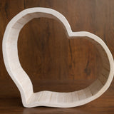 Wooden newborn heart bowl – handmade photography prop with vintage finish