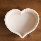Wooden newborn heart bowl – handmade photography prop with vintage finish