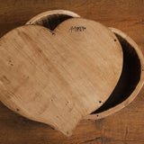Wooden newborn heart bowl – handmade photography prop with vintage finish