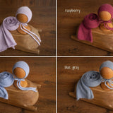 Newborn Knitted Wrap & Bonnet Prop Set, Newborn Knitted Outfit, Newborn Photography Props, Knit Newborn Bonnet, Baby Props for Photography,