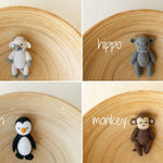 Newborn Photography Felt Toy, Felted Animals Photo Props, Felt Stuffed Teddy Bear Newborn Photo Props, Felt Bunny Newborn photography props