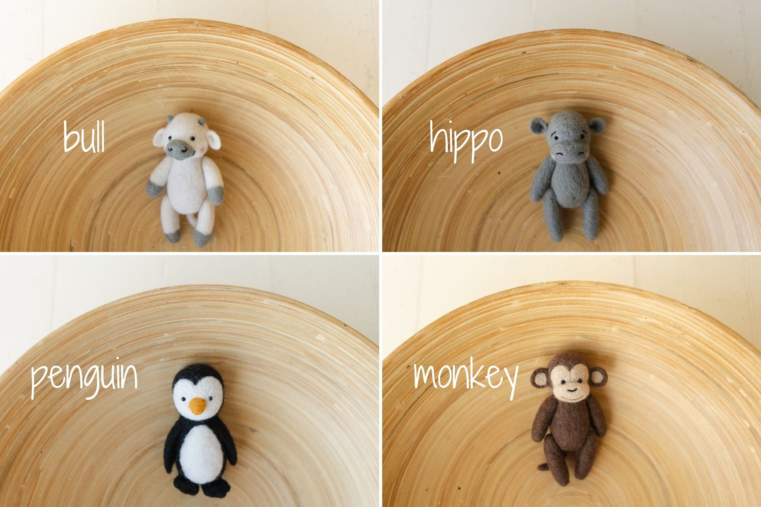 Newborn Photography Felt Toy, Felted Animals Photo Props, Felt Stuffed Teddy Bear Newborn Photo Props, Felt Bunny Newborn photography props