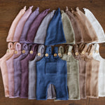 Soft Angora baby overall with matching sleep hat – newborn and sitter photography outfit