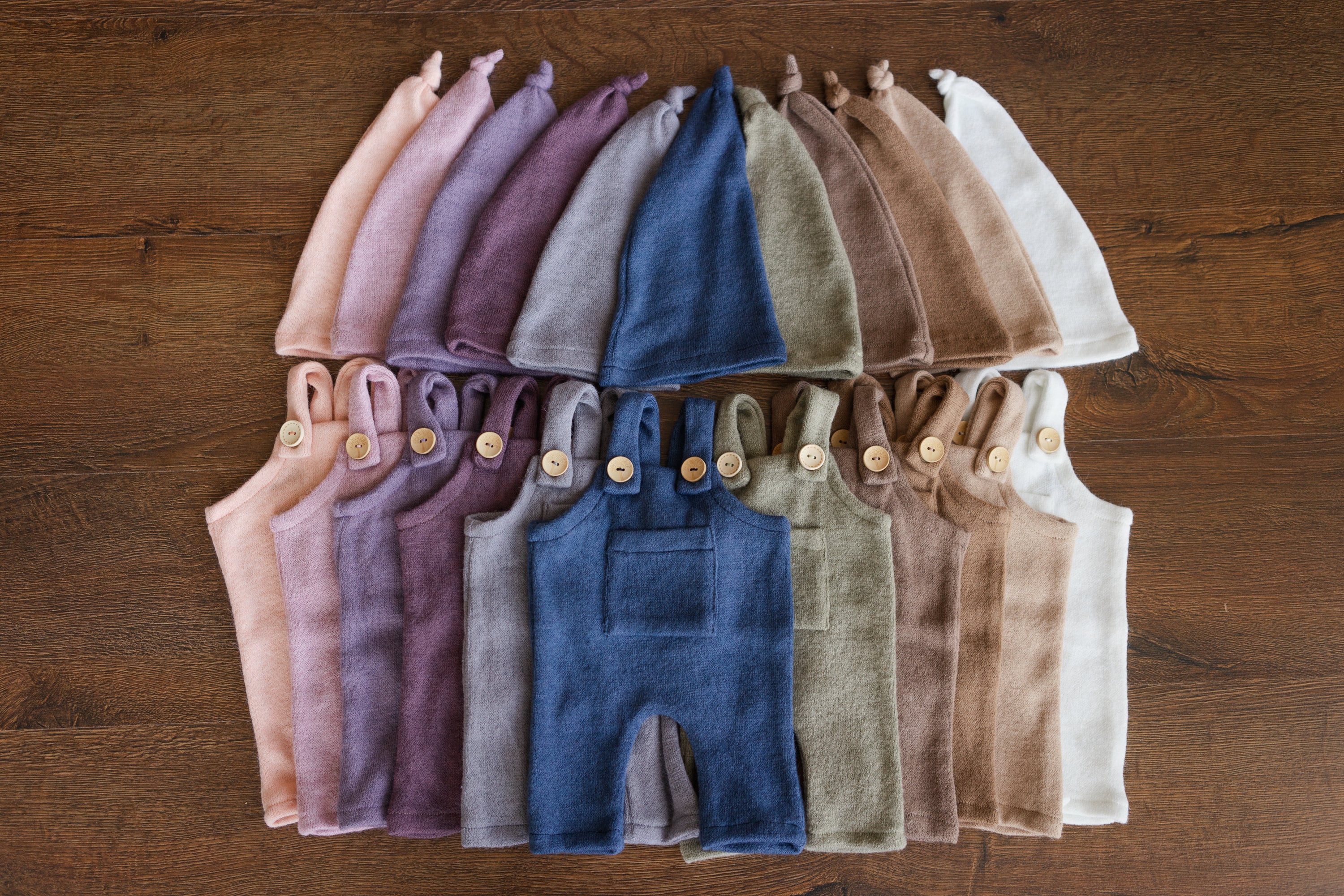 Soft Angora baby overall with matching sleep hat – newborn and sitter photography outfit