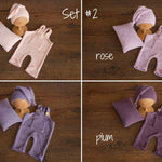 Soft Angora baby overall with matching sleep hat – newborn and sitter photography outfit