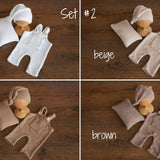 Soft Angora baby overall with matching sleep hat – newborn and sitter photography outfit