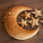 Removable Newborn Velvet Moon Pillow with Stars,Suede Crescent Moon Pillow Props for Newborn Photography,Newborn Photography Moon Props Set
