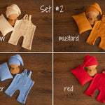 Soft Angora baby overall with matching sleep hat – newborn and sitter photography outfit