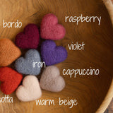 Newborn Felted Hearts Set, Newborn Valentine's heart props, Newborn photography props, Newborn felted prop, Merino wool Heart Baby props