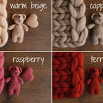 Merino wool Teddy Bear Toy for Newborn Photography,Newborn Knitted Teddy Bear Prop,Newborn Merino wool Blanket,Newborn props for photography