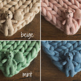 Merino wool Teddy Bear Toy for Newborn Photography,Newborn Knitted Teddy Bear Prop,Newborn Merino wool Blanket,Newborn props for photography